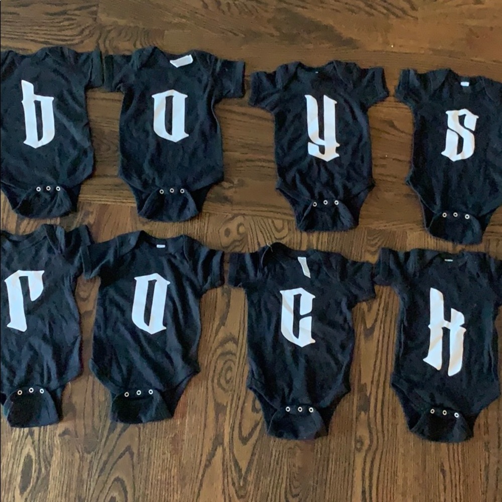 Boys rock onesies for baby shower